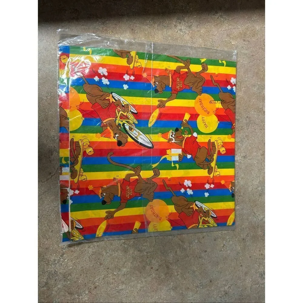 Vintage Scooby Doo Wrapping Paper Sealed Rainbow Birthday Gift Wrap Retro
